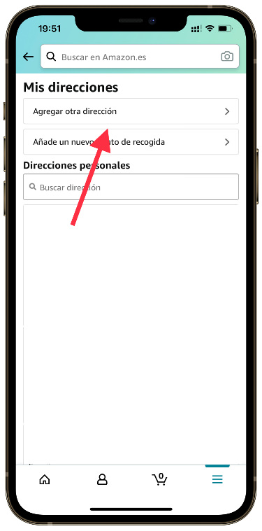 agregar direcciones en la app de Amazon 2