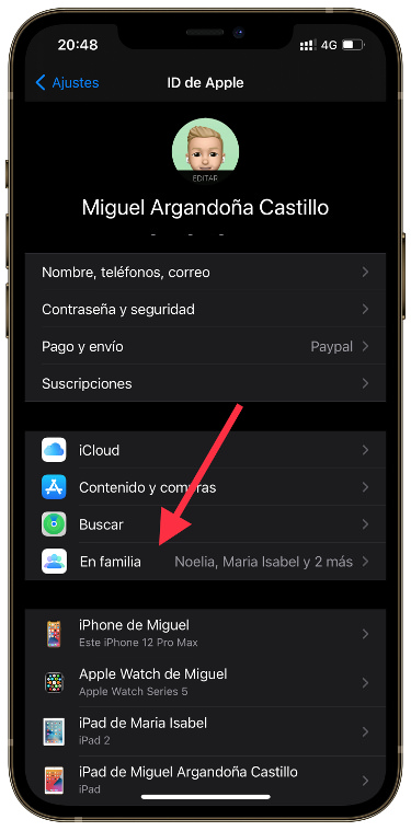 familia compartir espacio en iCloud 1