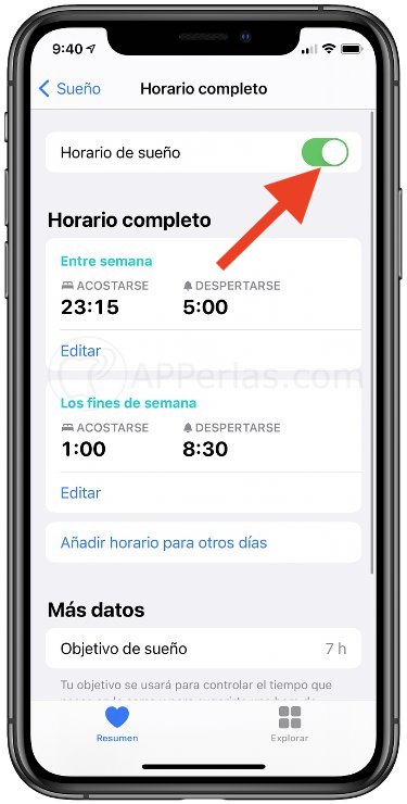 Opciones de la función SUEÑO