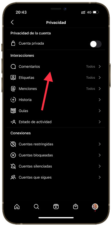 Configuración configurar los comentarios 1