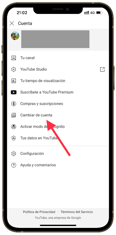 Cambiar más de una cuenta en YouTube 1
