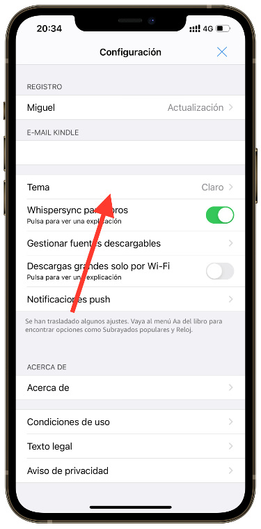 Tema oscuro a la app Kindle 1