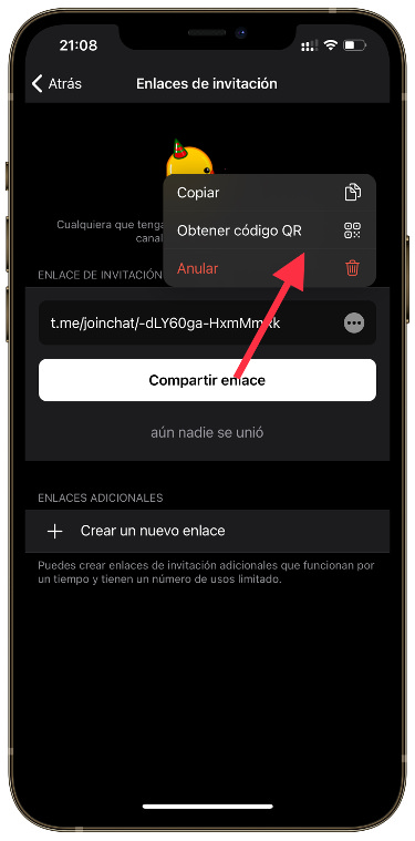 QR compartir un canal de Telegram 2