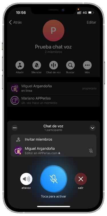 micrófono grupo de voz en Telegram 2