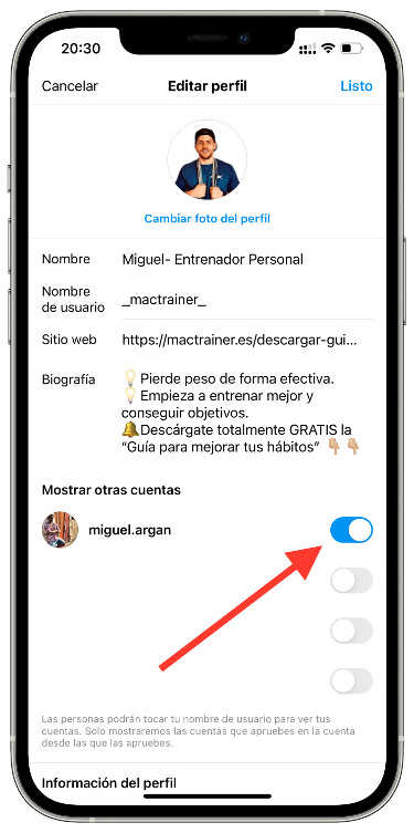 cuentas en el perfil 1