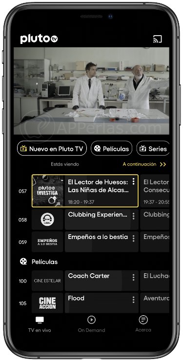 Interfaz de Pluto TV Interfaz de Pluto TV