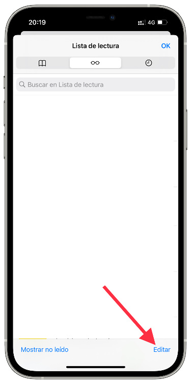 editar borrar la lista de lectura de Safari 1
