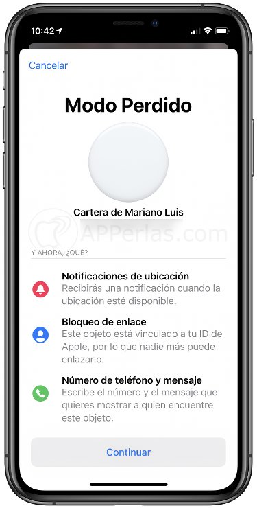 Modo perdido del AirTag Modo perdido del AirTag