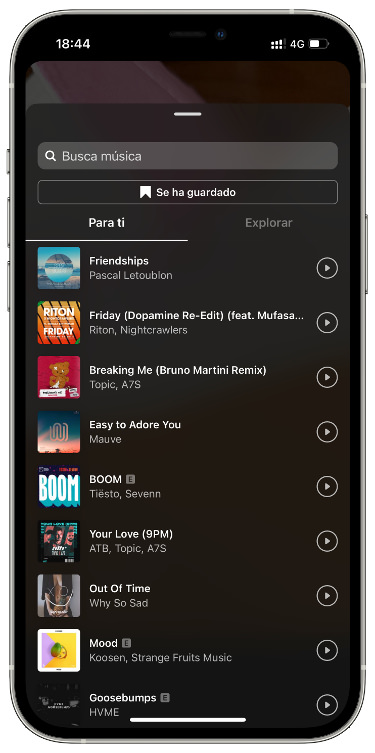 seleccionar canciones de las historias 2