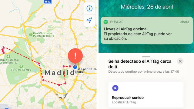 Alertas al llevar un AirTag no identificado. Alertas al llevar un AirTag no identificado.