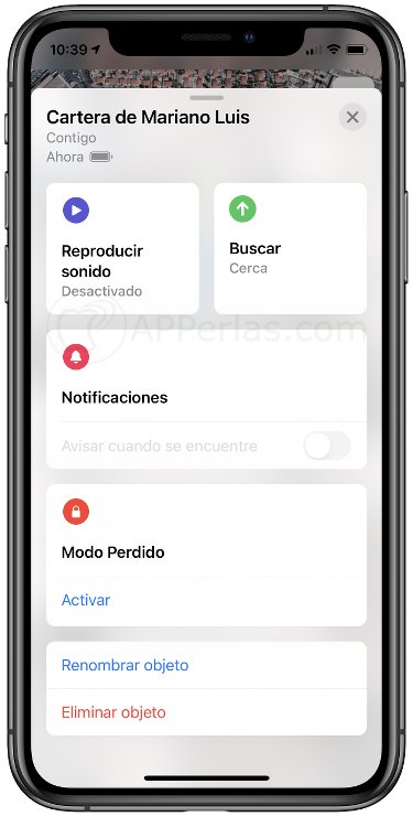 Opciones y ajustes del Airtag Opciones y ajustes del Airtag