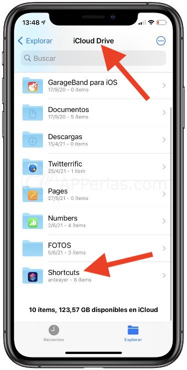 Carpeta Shortcuts en iCloud Drive Carpeta Shortcuts en iCloud Drive