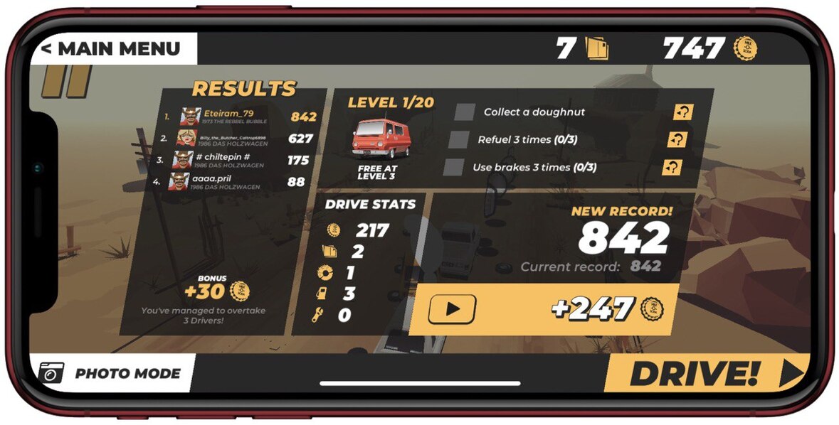 Las mejoras en coches en este juego de conducción