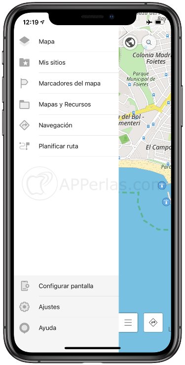Menú de esta app de mapas sin conexión para viajar Menú de esta app de mapas sin conexión para viajar