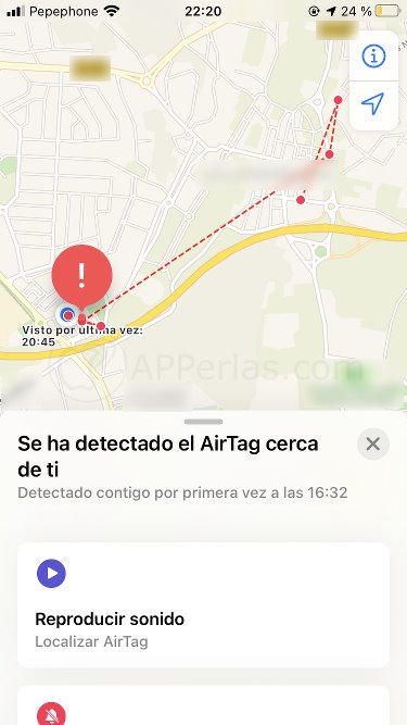 Mapa con ruta realizada con el Airtag encima Mapa con ruta realizada con el Airtag encima