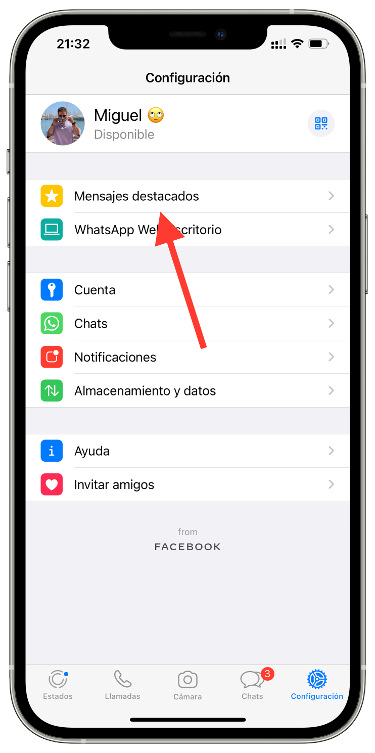 configuración mensajes destacados de WhatsApp 1