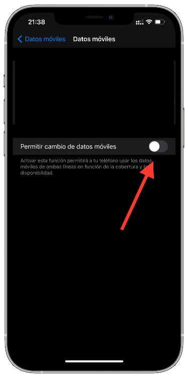 datos móviles en el iPhone 1