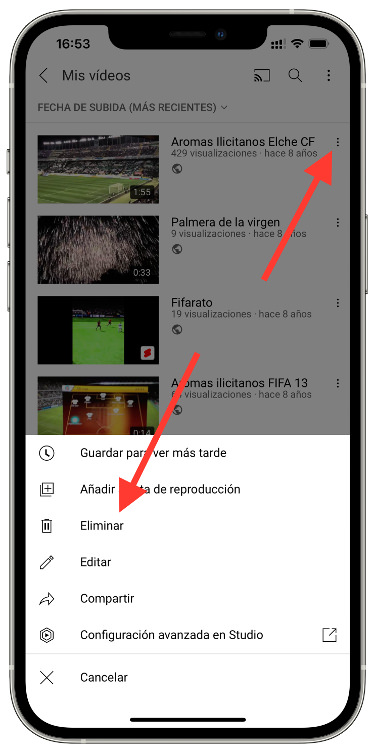 eliminar vídeo subido a YouTube 2