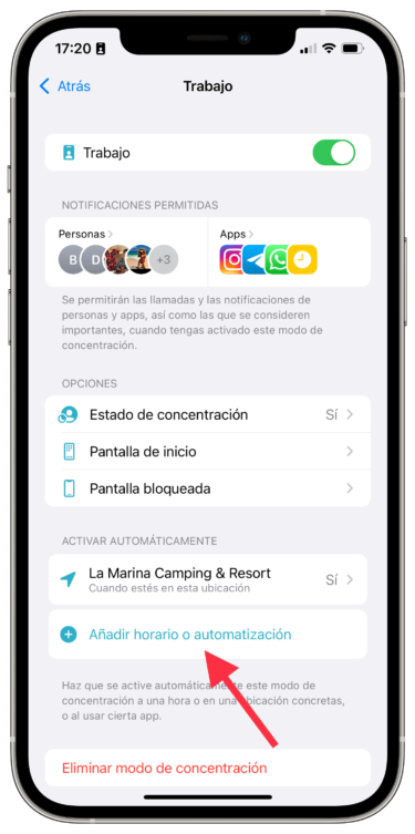 horario configurar los modos de concentración 3