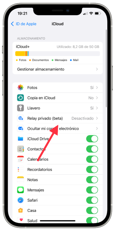 ajustes Relay privado de iCloud 1