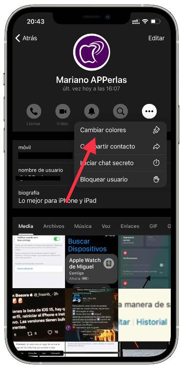colores color de un chat de Telegram 1