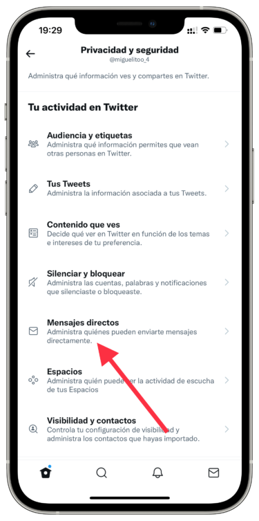 privacidad mensajes en Twitter 1