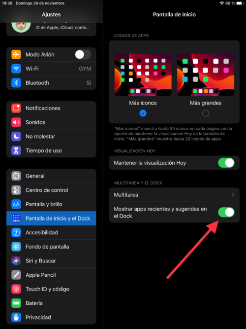 Desactivar Dock del iPad 1