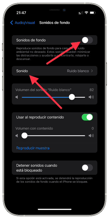 Sonido ruido blanco en el iPhone 2