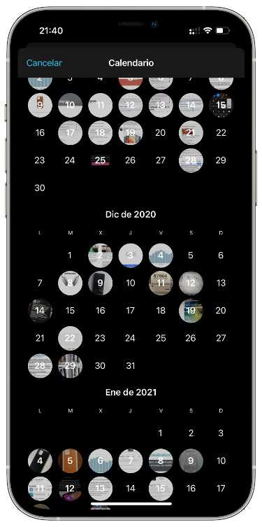 calendario con los archivos multimedia 2