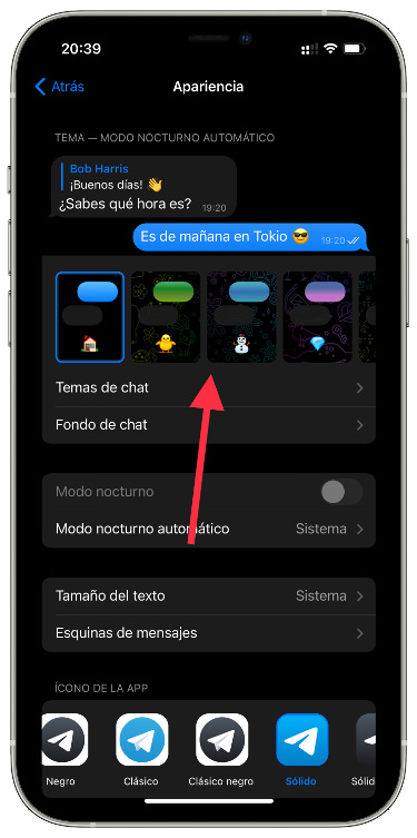 seleccionar tema para Telegram 1