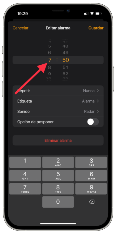 Pulsar alarma con el teclado 1