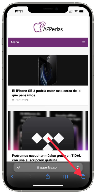 Pestañas web a un grupo de pestañas 1