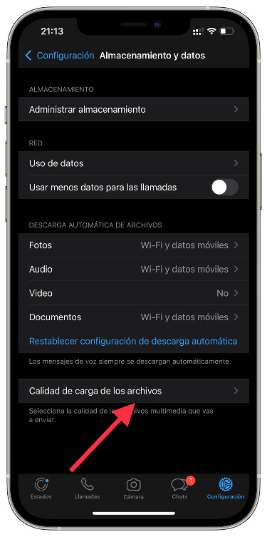 Calidad enviar archivos multimedia por WhatsApp 1