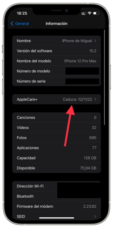 Ajustes cobertura de Apple Care+ 1