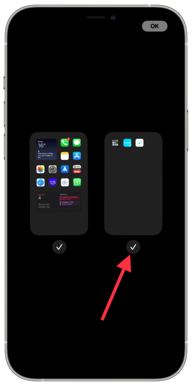 Desmarcar ocultar las pantallas de inicio 1