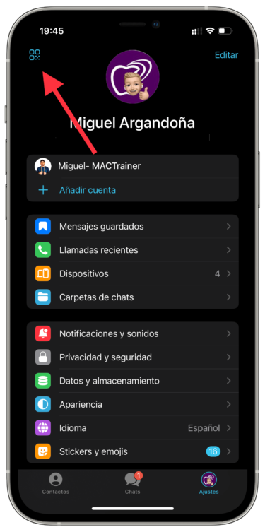 Ajustes código QR de Telegram 1