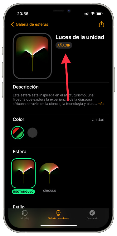 Añadir descargar la nueva esfera 1