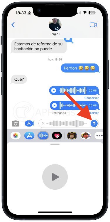 Botón para enviar el audio Botón para enviar el audio