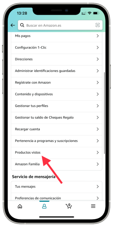 historial de búsqueda de Amazon historial de búsqueda de Amazon