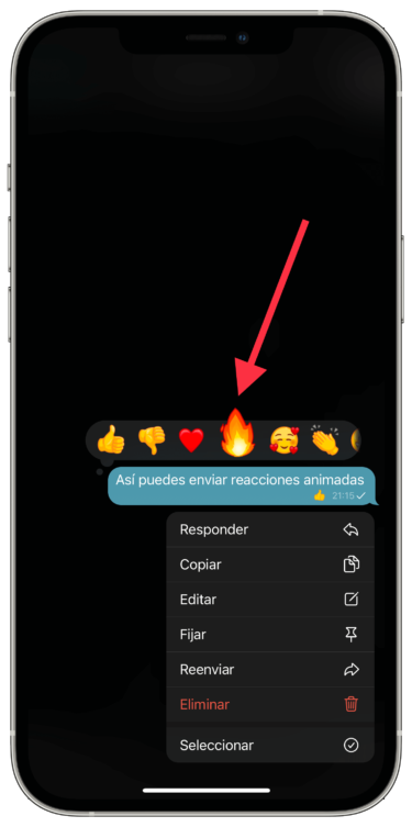 Mantener reacciones más grandes en Telegram 1