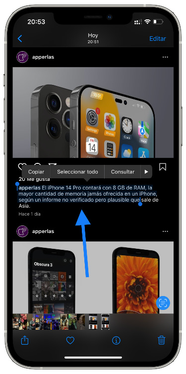 copiar texto en Instagram 2