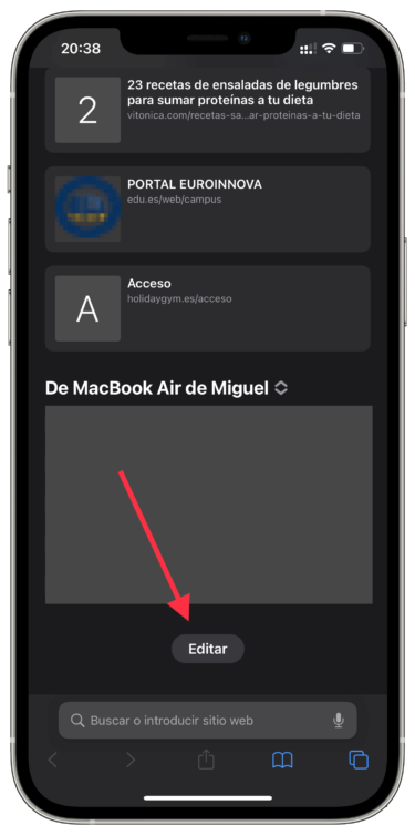 Editar página principal de Safari 1