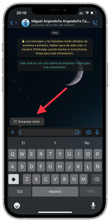 Mantener escanear texto desde WhatsApp 1