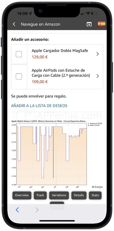 Web de Amazon con gráficas de precios Web de Amazon con gráficas de precios