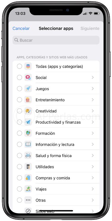 Lista de categorías de apps en iPhone Lista de categorías de apps en iPhone