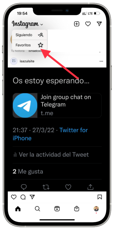 lista de favoritos en Instagram 2