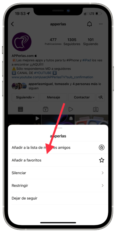 lista de favoritos en Instagram 1