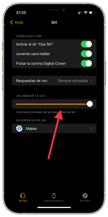 Máximo volumen de Siri 1
