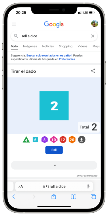 lanzar lanzar los dados con el iPhone 1