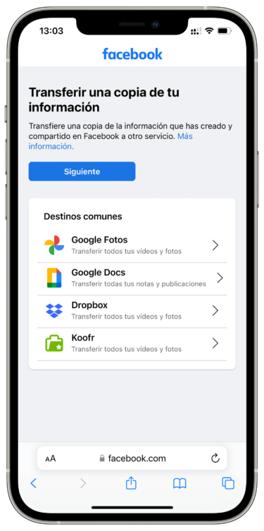 Servicios todas las fotos de Facebook 2